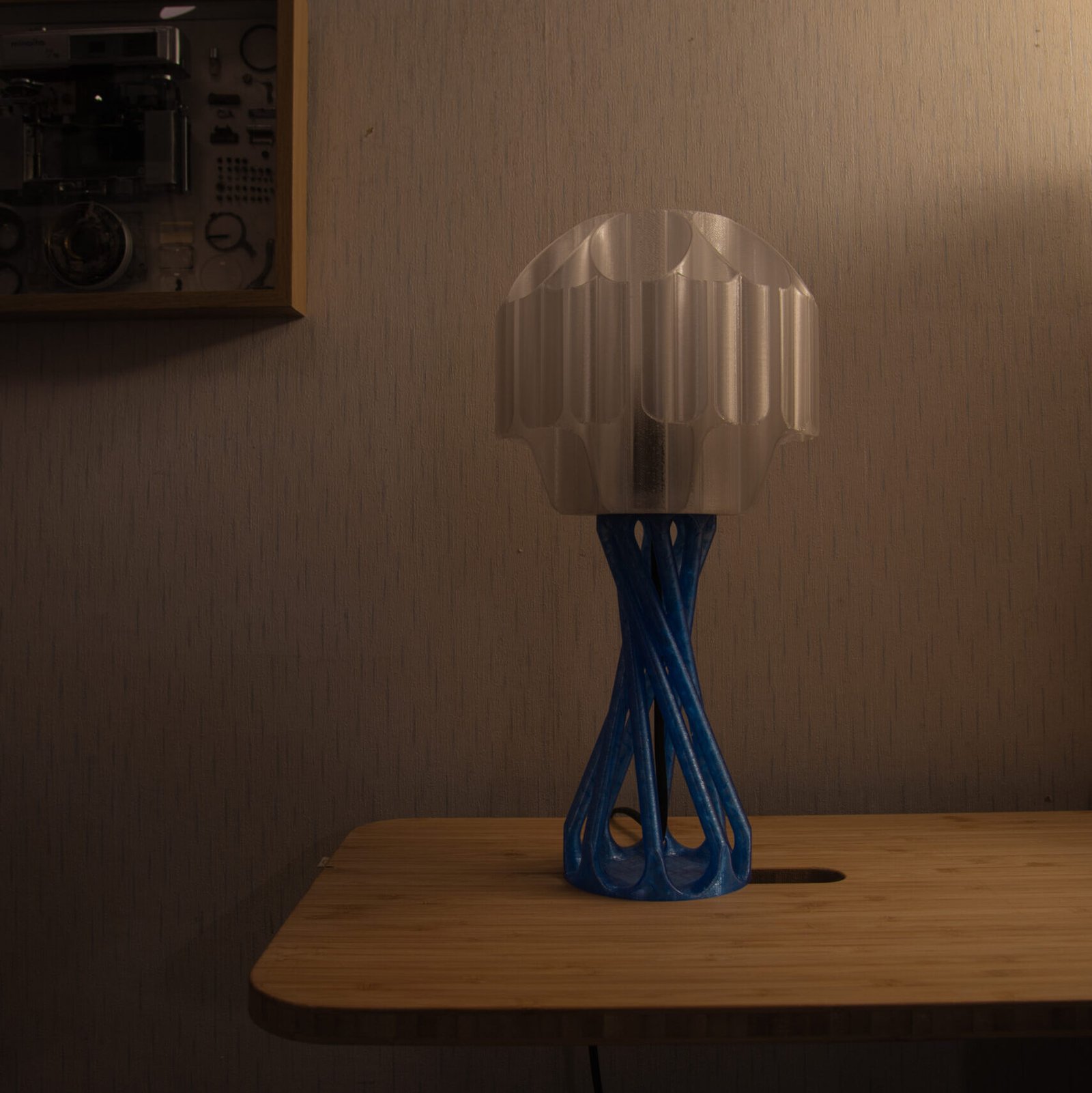 SammmLink Twirl 藍色燈座 關燈外觀細節 3D列印模組化桌燈